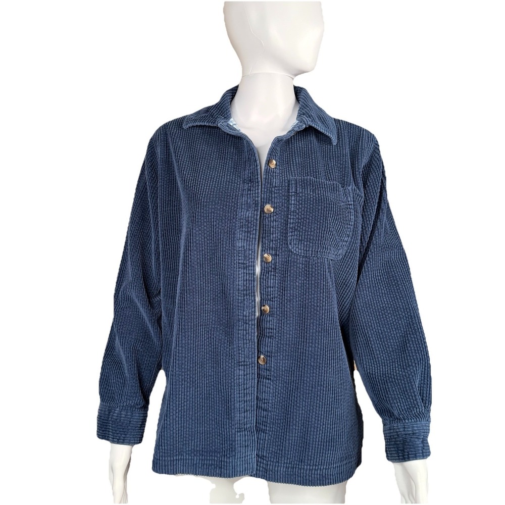 L L Beanβ Corduroy Women's Shirt Jacket SZ-XS Navy Plaid Flannel Lined Shacket